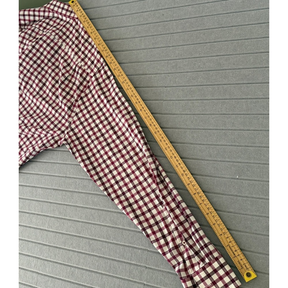 Southern Tide Mens Classic Fit Gingham Button Down Shirt Burgundy White Large - Picture 7 of 10